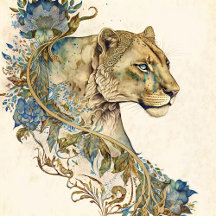 Watercolor Lioness 1