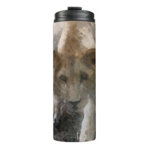 Watercolor Lioness Thermal Tumbler