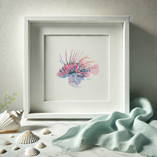 Watercolor Lionfish Art Poster