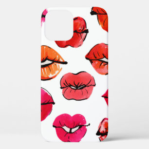 Watercolor lips pattern iPhone 12 case