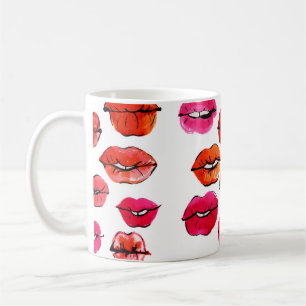 Watercolor lips pattern coffee mug