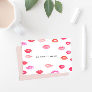 Watercolor Lips Personalised Flat Notecards