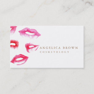 Watercolor Lipstick Cosmetology Business Card