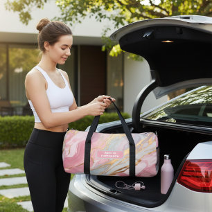 Watercolor Liquid Marble Pattern Personalised Name Duffle Bag