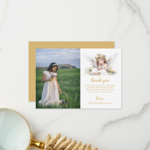 Watercolor Little Angle First Holy Communion Thank You Card
