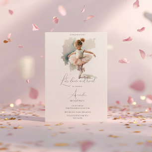 Watercolor Little Ballerina Birthday Invitation