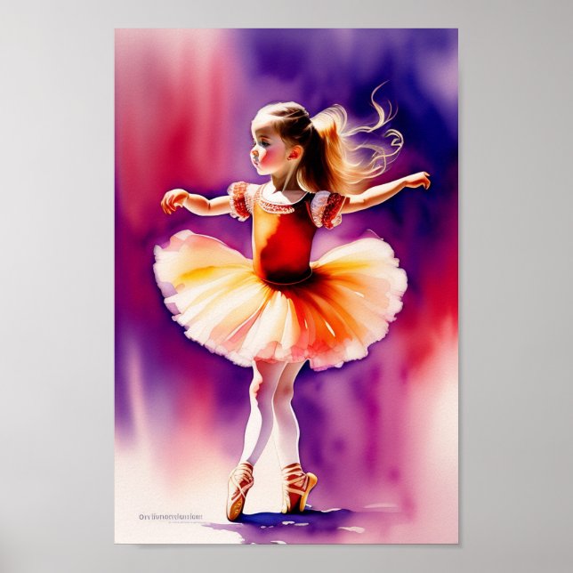watercolor little ballerina poster print (Front)