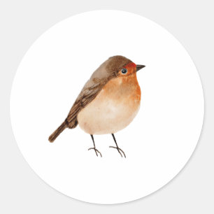 Watercolor Little Bird   Robin Minimalist Classic Round Sticker
