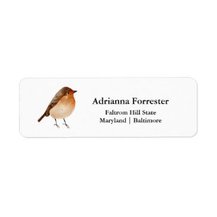 Watercolor Little Bird   Robin Minimalist Return Address Label