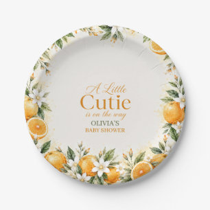 Watercolor Little Cutie Baby Shower Paper Plates