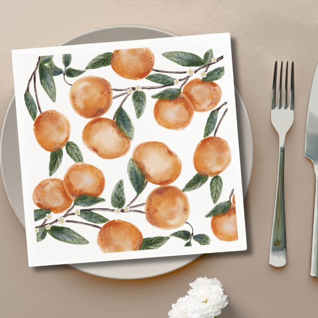 Watercolor Little Cutie Orange Citrus  Napkin (Creator Uploaded)