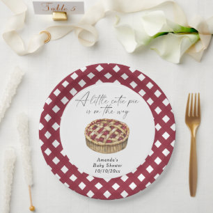 Watercolor little cutie pie baby shower paper plate