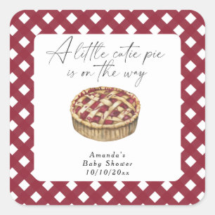 Watercolor little cutie pie baby shower square sticker
