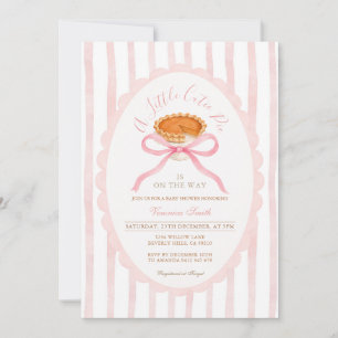 Watercolor Little Cutie Pie Pink Bow Baby Shower  Invitation