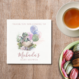 Watercolor Little Dragon Baby Shower Thank You Napkin