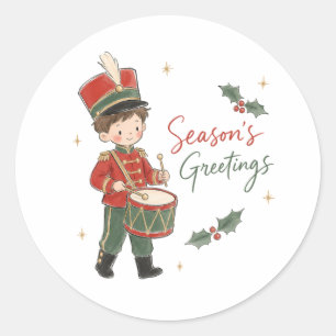 Watercolor Little Drummer Boy Classic Round Sticker