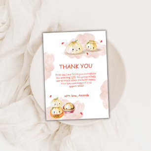 Watercolor Little Dumpling Mushroom Baby Shower  Thank You Card