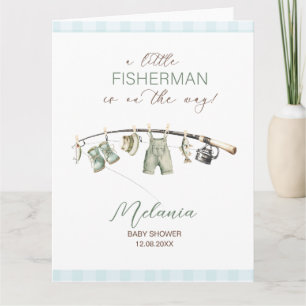 Watercolor Little Fisherman  baby shower Card