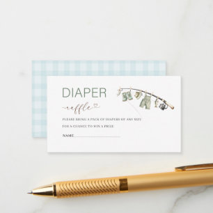 Watercolor Little fisherman baby shower diaper ra Enclosure Card