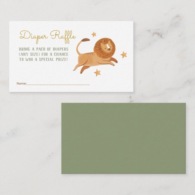 Watercolor little lion Diaper Raffle Enclosure (Front/Back)