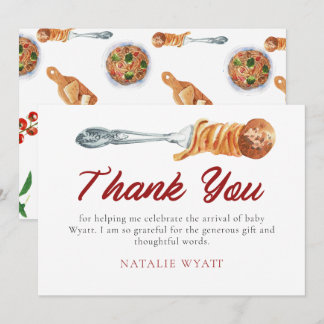 Watercolor Little Meatball Italian Thank You Card