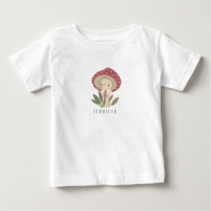 Watercolor Little mushroom name Baby Bodysuit
