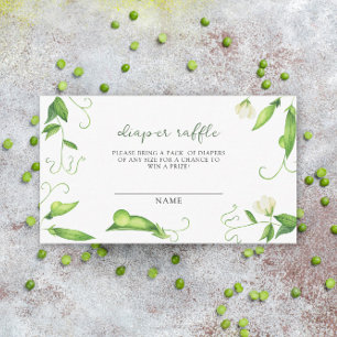 Watercolor little pea - diaper raffle ticket enclosure card