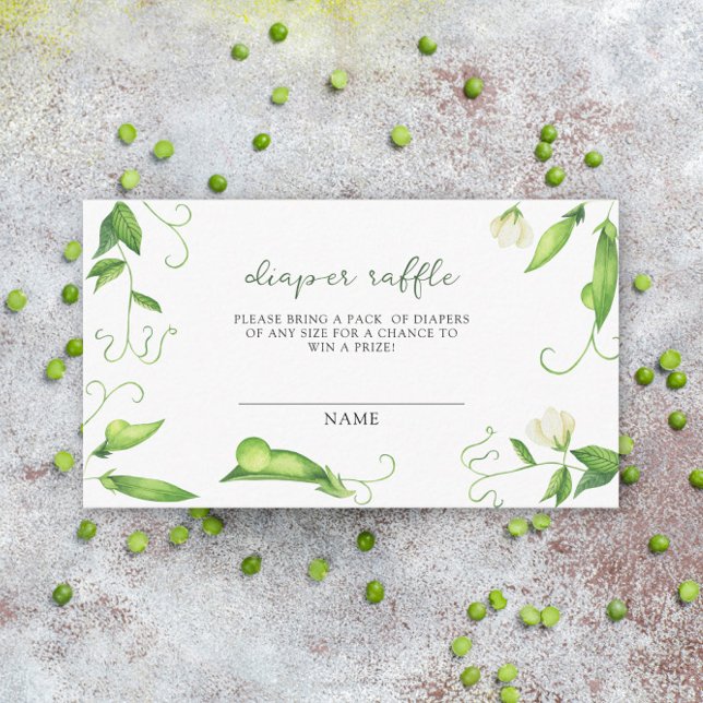 Watercolor little pea - diaper raffle ticket enclosure card (Creator Uploaded)