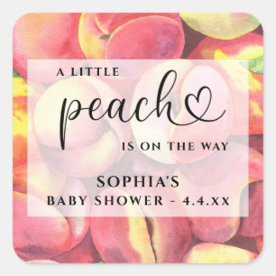 Watercolor Little peach is on the way baby shower  Square Sticker