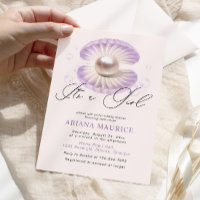 Watercolor Little Pearl Its a Girl Baby Shower