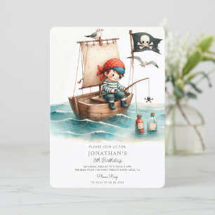 Watercolor Little Pirate Birthday  Invitation