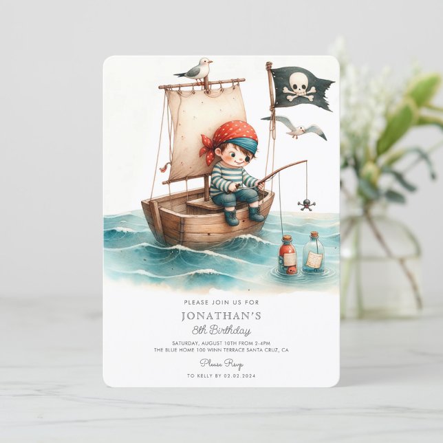 Watercolor Little Pirate Birthday  Invitation (Creator Uploaded)
