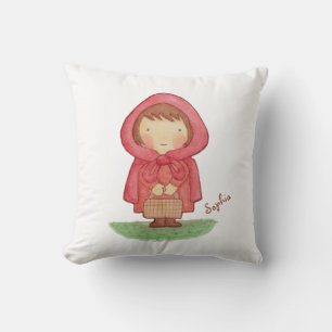Watercolor Little Red Riding Hood Girls Room Decor Cushion