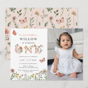 Watercolor Little Wildflower 1st Birthday Invitation