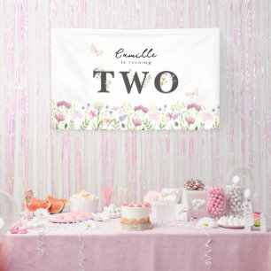 Watercolor Little Wildflower Birthday Banner