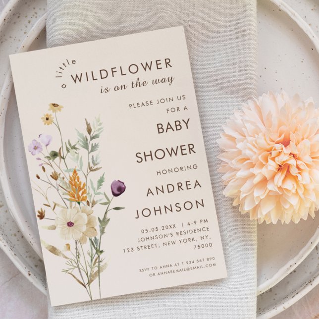 Watercolor Little Wildflower Botanical Baby Shower Invitation (Creator Uploaded)