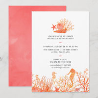 Watercolor Living Coral Under the Sea Birthday