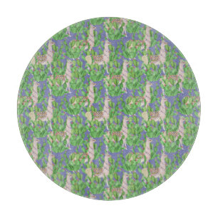 Watercolor Llama & Catus Pattern Cutting Board