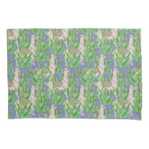 Watercolor Llama & Catus Pattern Pillowcase