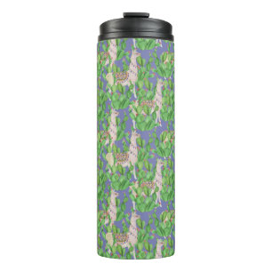 Watercolor Llama & Catus Pattern Thermal Tumbler