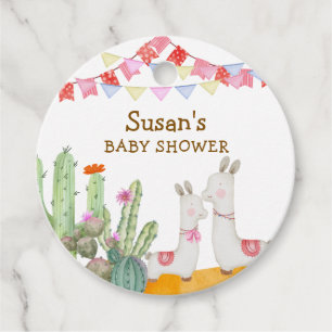 Watercolor Llama Desert Cactus Fiesta Baby Shower  Favour Tags