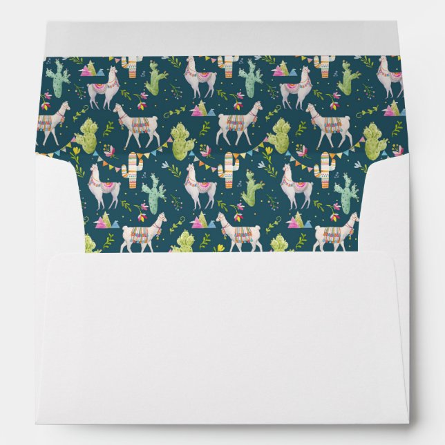 Watercolor Llama Flag Pattern Envelope (Back (Bottom))