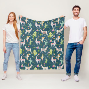 Watercolor Llama Flag Pattern Fleece Blanket