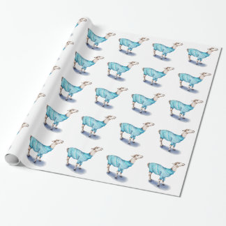 Watercolor Llama in Blue Sweater Wrapping Paper