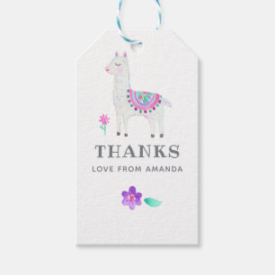 Watercolor Llama Kids Birthday Party Thank You Gift Tags