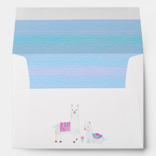 Watercolor Llama themed Baby Shower Envelope
