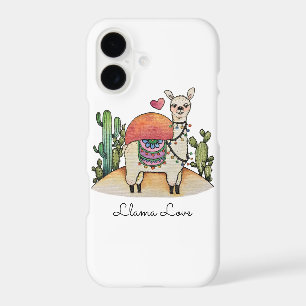 Watercolor llama With Cactus