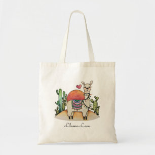 Watercolor Llama With Cactus Tote Bag
