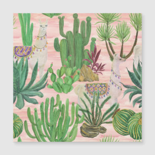 Watercolor llamas and cacti pattern.