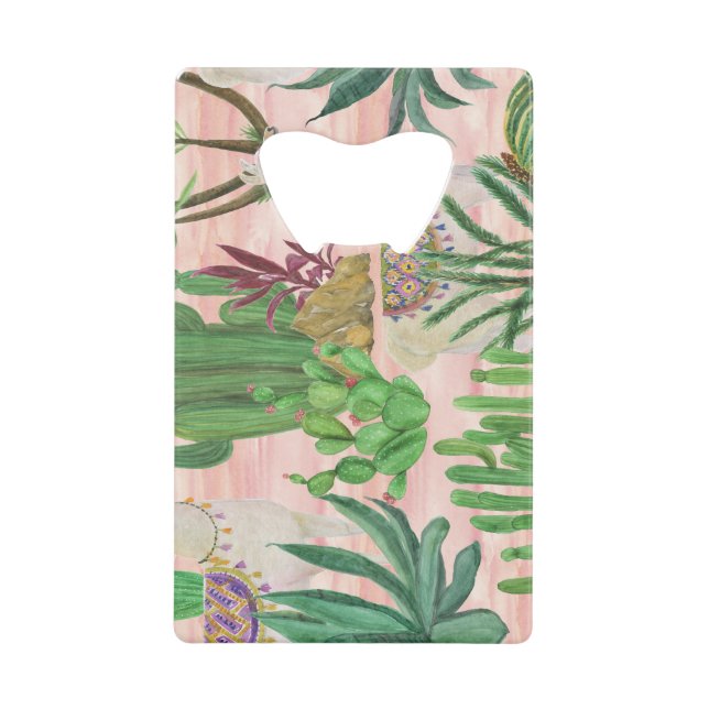 Watercolor llamas and cacti pattern. (Front)